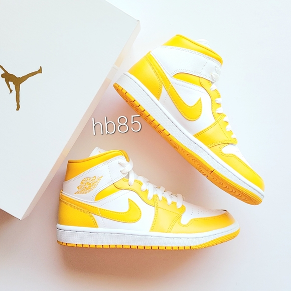 Jordan Shoes - Air Jordan 1 Mid White University Gold White Women's 8